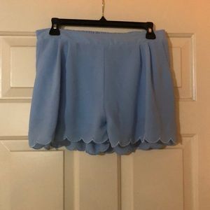 Light blue scalloped hem shorts